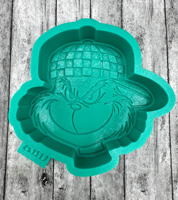 Grinch in Checkered Baseball Hat Freshie Silicone Mold