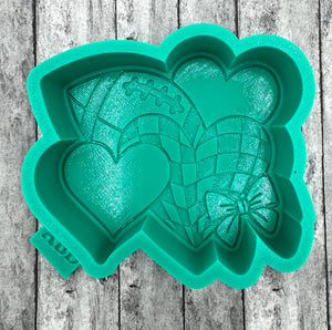 Football with Hearts and Bow Freshie Silicone Mold