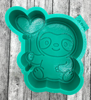 Sloth with Heart Balloon Valentine Freshie Silicone Mold