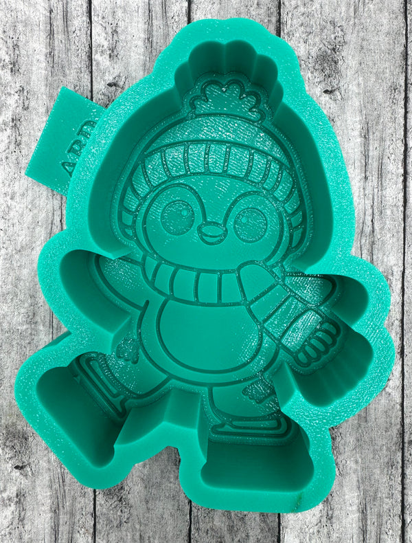 Winter Penguin on Ice Skates Freshie Silicone Mold