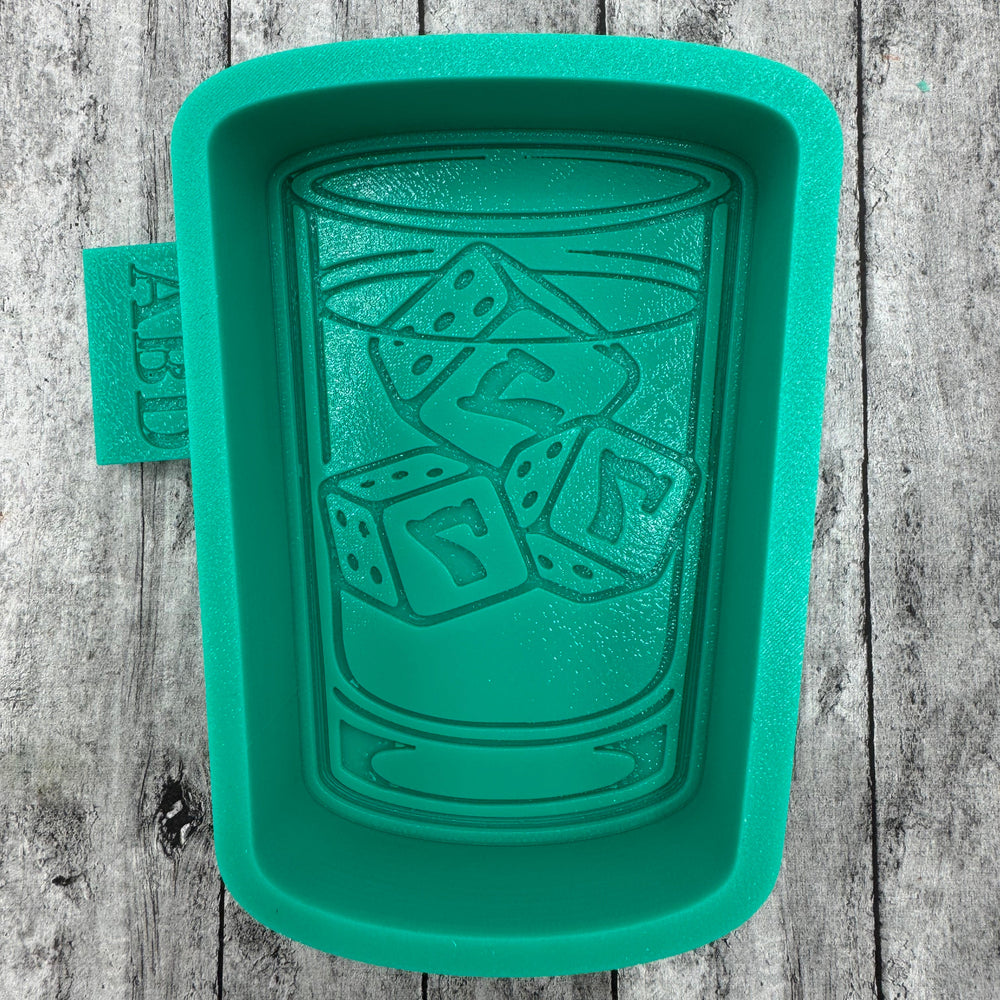 Green silicone mold with dice design with lucky 7