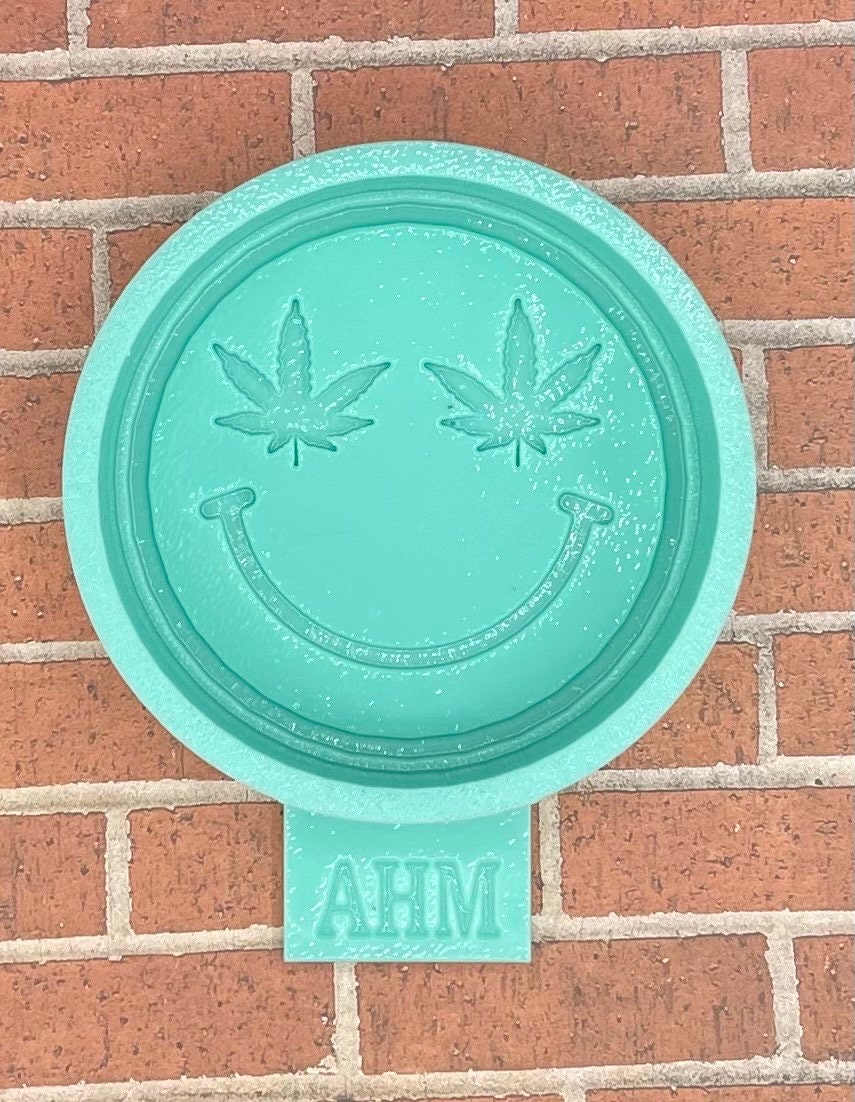 Smiley Face with Leaf Eyes Silicone Mold- Freshie Mold, Silicone Molds, Molds for Freshies, Wax Mold, Cement Mold, Aroma Bead Mold