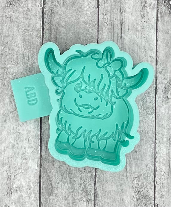Baby Highland Cow with Bow Freshie Silicone Mold
