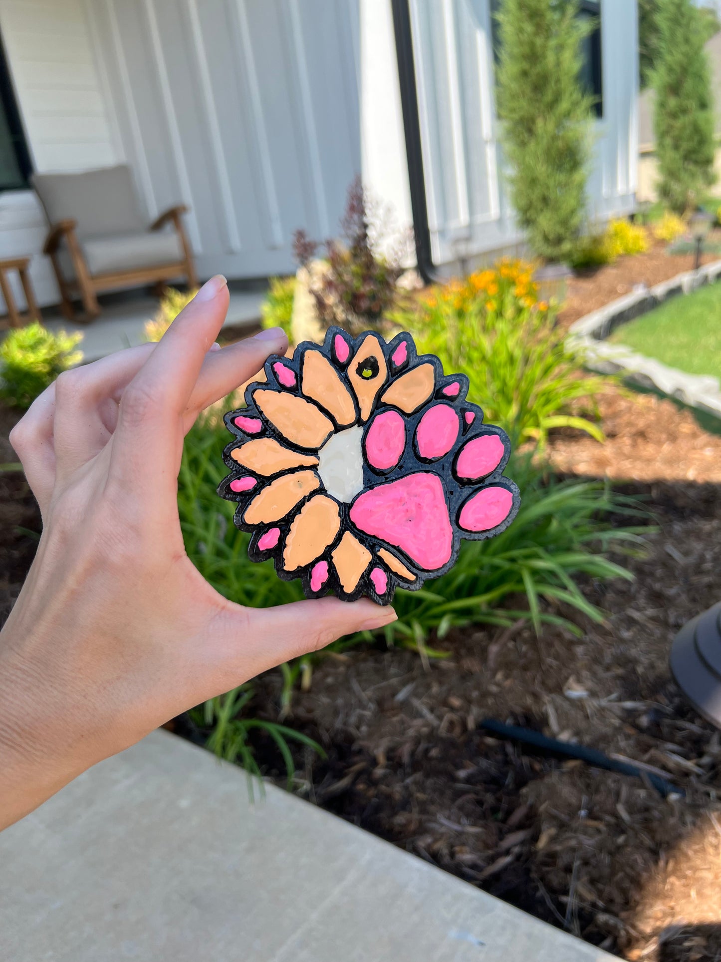 NEW Sunflower Dog Paw Circle Freshie Silicone Mold