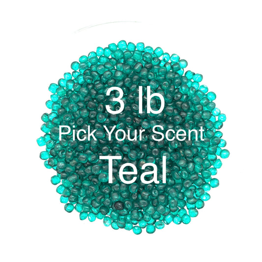 Teal colored aroma beads scented