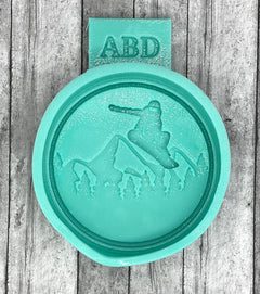 Skier Snowboarder Circle Freshie Silicone Mold