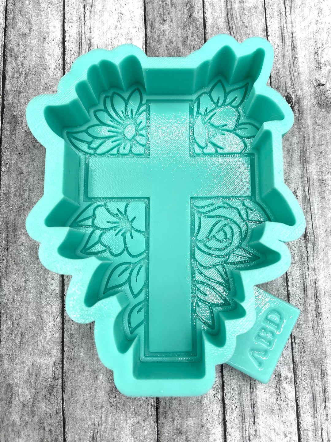 Cross with Flowers Freshie Silicone Mold