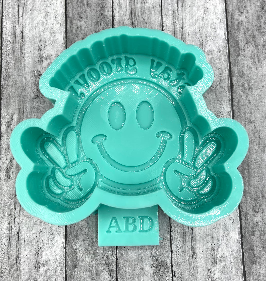 Smiley Peace hands Stay Groovy Freshie Silicone Mold