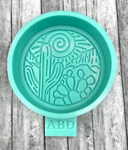 Desert Cactus Scene Circle Freshie Mold