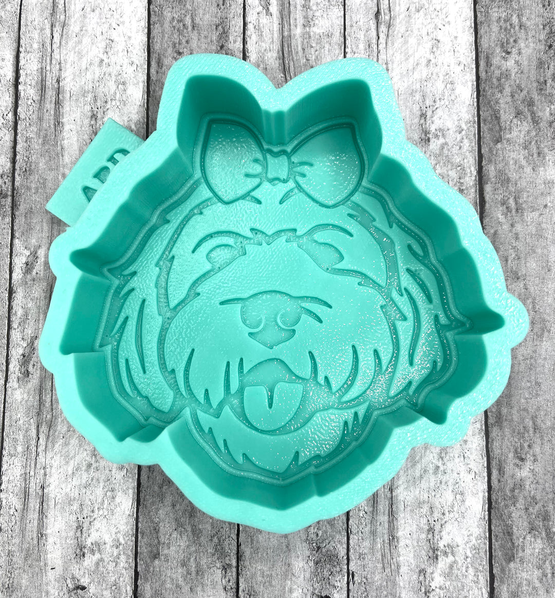 Golden Doodle Dog with Bow Freshie Silicone Mold