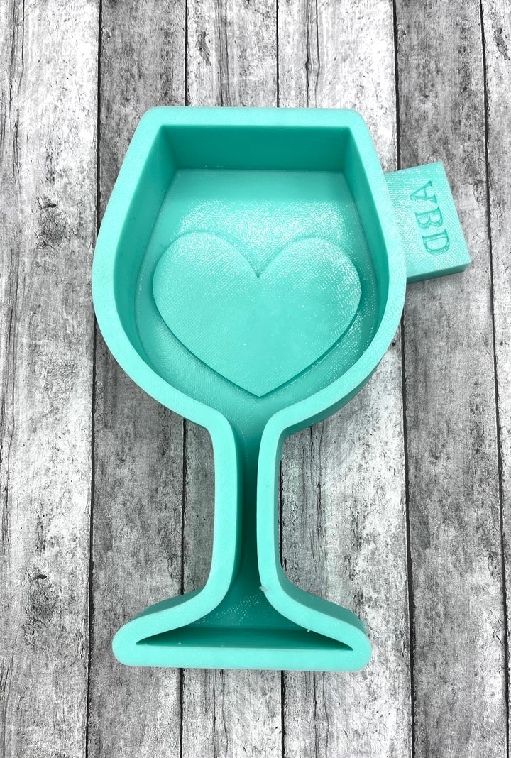Wine Glass with Heart Silicone Mold